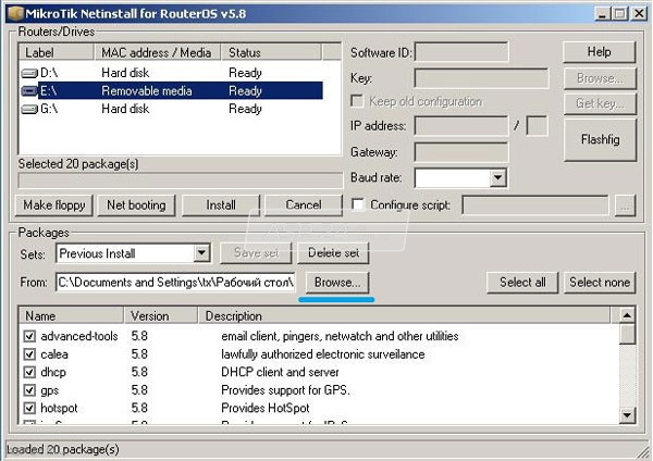 Mikrotik Router OS Netinstall