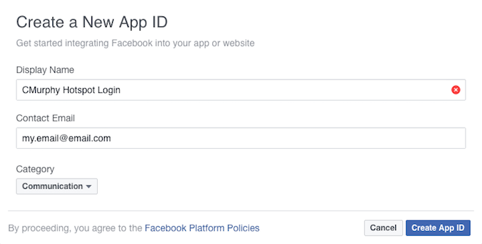 Register a Facebook App