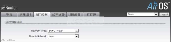 Ubiquiti AirRouter, вкладка NETWORK