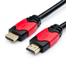Кабель HDMI 5 m (Red/Gold, 2 феррита, в пакете), AT4948