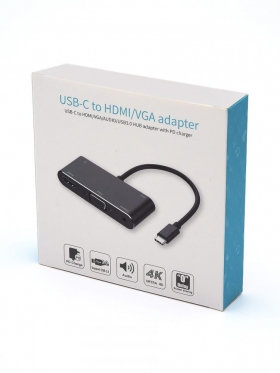 Переходник 0.1 m Type-C(m) - HDMI+VGA+USB, AT2810