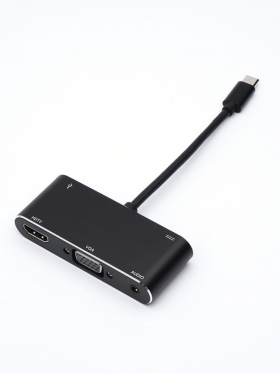 Переходник 0.1 m Type-C(m) - HDMI+VGA+USB, AT2810